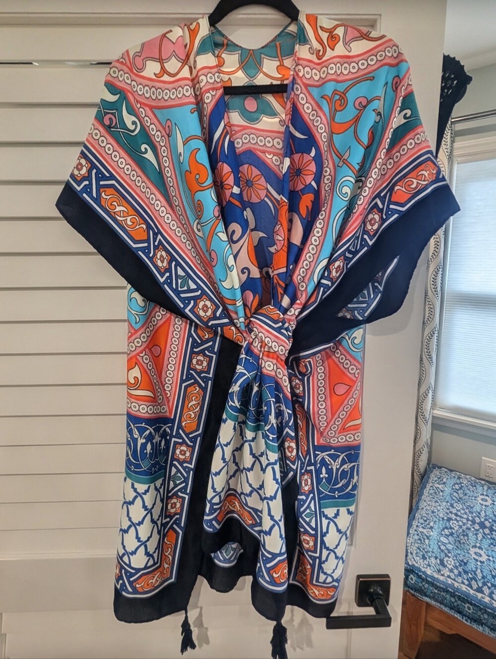 NWOT! Max Studio Multicolor Printed Maxi Kimono Style Cover Up Bright O/S